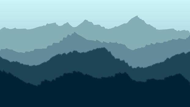 Calm layered mountain scene in cool tones, creating a peaceful natural background ideal for design and visuals vector