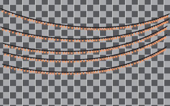 múltiple instrumentos de cuerda de naranja cuerda luces cubierto a través de un gris y blanco a cuadros antecedentes naranja luces vector