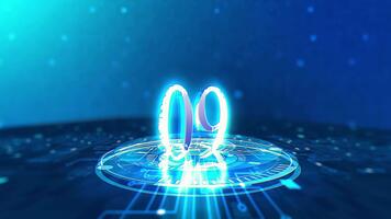 Illuminated Digital Countdown Display Featuring Number Nine on a High-Tech Circuit Platform, Representing Impending Progress or Event Start video