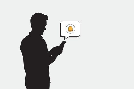 comerciante recepción precio alerta en teléfono inteligente lista de seguimiento notificación silueta vector