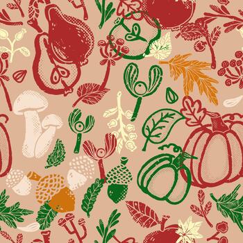 a seamless. pattern with various fruits and vegetables vector