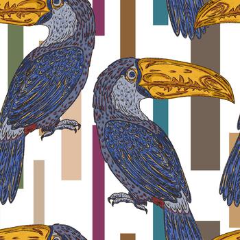 a pattern with toucans on it vector