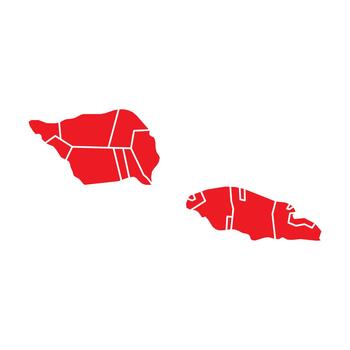 Abstract Red Samoa Map with Cities vector