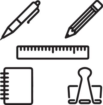 set of office tools and icons in 3D style vector
