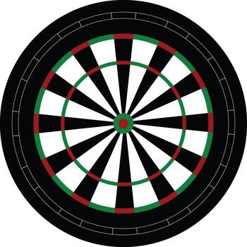 Dartboard With Black and White Sections Showcasing Dart Game Setup for Casual Play at Home or in a Bar vector