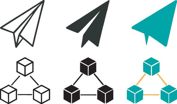 Conceptual illustration of communication network and sending data via paper plane vector