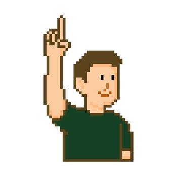 Pixel Art Man Pointing Up With Index Finger vector