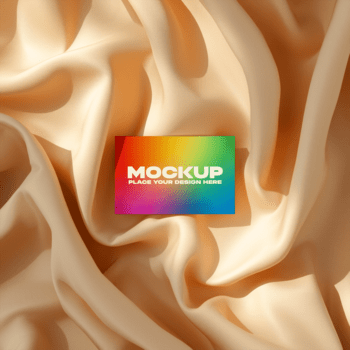 un vistoso Bosquejo tarjeta en cubierto beige tela con oscuridad y pliegues para diseño colocación y presentación psd