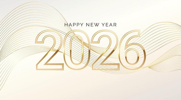 2026 Gold 3d Number for Happy New Year Background. Elegant Numbers indicating the Date of the New Year. Banner for greeting Card or Calendar vector