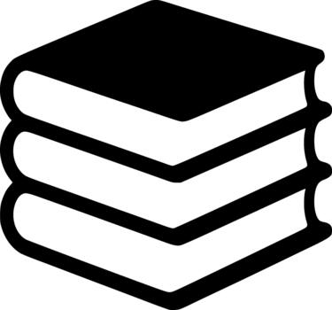 Three Books Stacked Minimalistic Icon. Education, reading, learning, library, knowledge, black and white vector