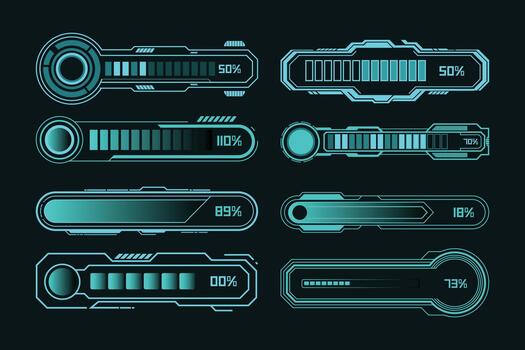 Collection of digital progress bars design vector