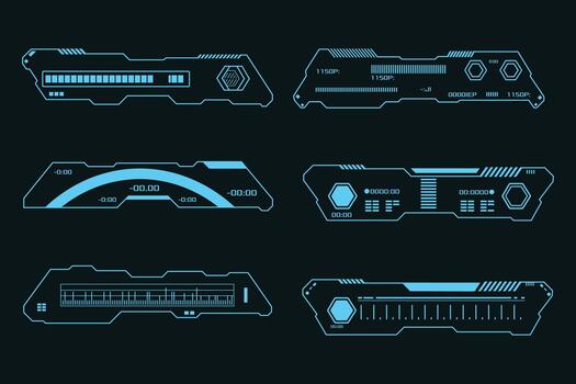 Futuristic UI design elements in blue vector