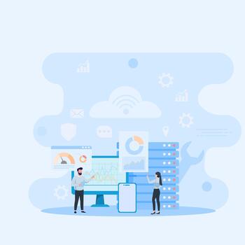 Network Hosting Configuration Illustration vector