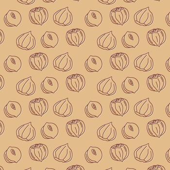 Hazelnut doodle nuts icon pattern background design vector