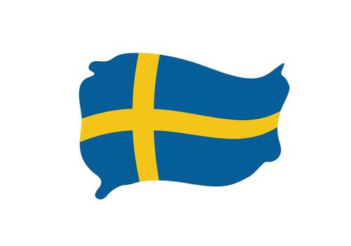 Waving Swedish flag design with a modern, abstract shape and clean white background, perfect for national pride and Scandinavian themes. vector