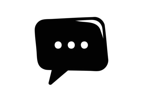 moderno negro charla burbuja icono con mecanografía puntos, Perfecto para digital comunicación y interactivo usuario interfaz diseños vector