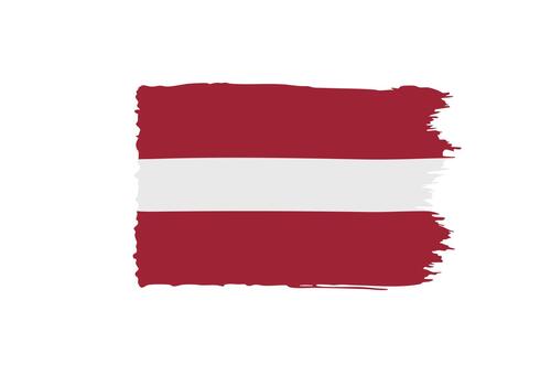 Dynamic Latvian flag rendered with bold, textured brushstrokes on a clean white background, evoking national pride and artistic expression. vector