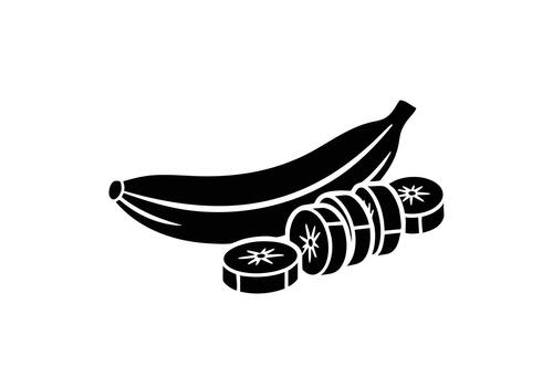 Striking banana silhouette with vibrant slices, perfect for healthy eating campaigns, tropical themes, or minimalist design projects, adding a fresh and modern touch vector