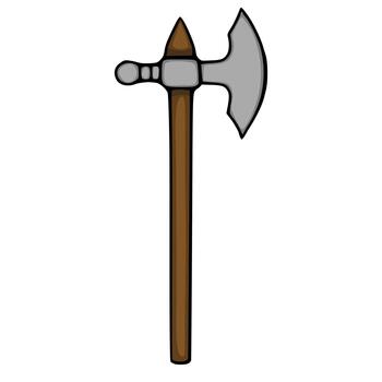 Stylized illustration of a medieval battle axe with a sharp blade and wooden handle. vector