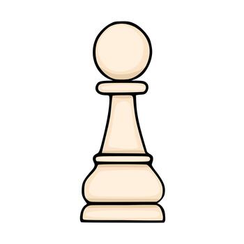 A clean, simple illustration of a single white chess pawn with a black outline and subtle shading. vector