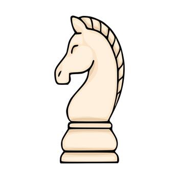 A simplified illustration of a light beige chess knight piece with a stylized mane and a subtle smile, isolated on a white background. vector