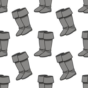 sin costura modelo de estilizado gris pirata botas con doblada puños, presentado en un repitiendo arreglo en un blanco fondo, evocando un clásico aventuras tema. vector