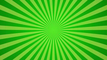 raggio di sole fondale looping, astratto luminosa retrò verde sfondo con sunburst raggi o strisce radiante a partire dal centro per design modello, 4k orizzontale video