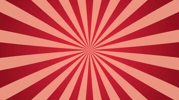 raggio di sole fondale looping, astratto luminosa retrò rosso sfondo con sunburst raggi o strisce radiante a partire dal centro per design modello, 4k orizzontale video