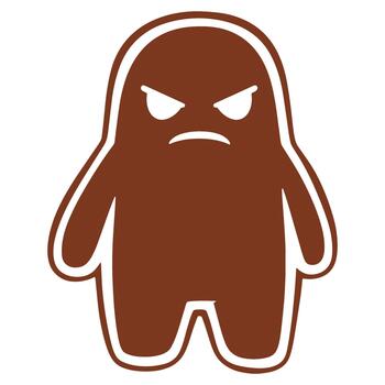 Simple illustration of an angry gingerbread character, a playful yet expressive icon with a grumpy and frustrated mood, perfect for conveying strong negative emotions vector