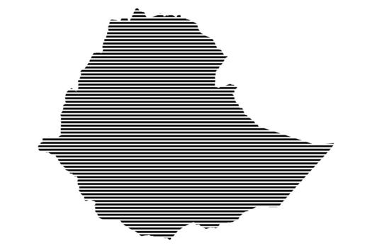 Ethiopia Map with Horizontal Lines pattern vector