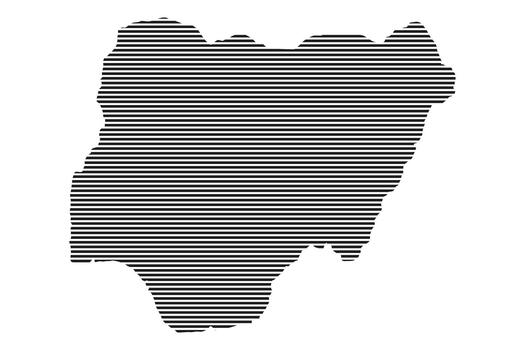 nigeria Map with Horizontal Lines pattern vector