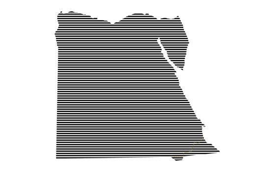 Egypt Map with Horizontal Lines pattern vector