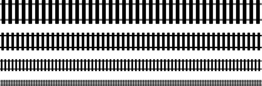 cuatro diferente estilos de repetible y sin costura tren pista fronteras vector