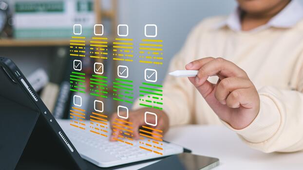 Digital Checklist and Task Management Interface on Tablet with Stylus photo