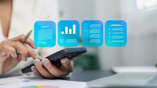 Digital Document and Checklist Interface on Smartphone for Productivity and Workflow photo