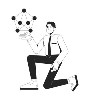 neural red línea ilustración concepto. profundo aprendizaje algoritmo. avanzado analítica. datos ingeniería. grafico teoría. estadístico contorno 2d personaje aislado. tinta lineal metáfora Arte vector