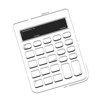 Minimal calculator doodle linear object. Finance accounting device. Mathematical calculation. Bookkeeping tool 2D outline clip art drawing isolated on white. Hand drawn sketch illustration vector