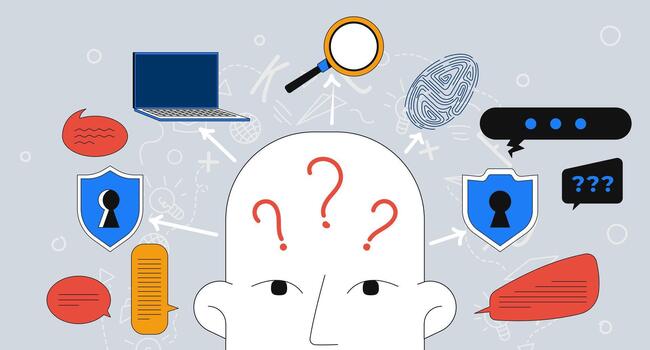 digital identidad y la seguridad cibernética 2d mezclado medios de comunicación ilustración. en línea datos proteccion. Internet seguridad. seguro comunicación dibujos animados conceptual collage Arte. plano concepto en color antecedentes vector