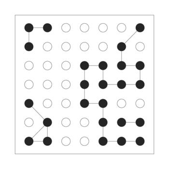 basado en cuadrícula nodo red con caminos 2d línea objeto. conectado puntos cuadrado. algoritmos ai lógica. modelo reconocimiento aislado clipart tinta contorno artículo. monocromo Mancha ilustración vector