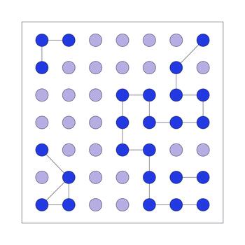 basado en cuadrícula nodo red con caminos 2d dibujos animados objeto. conectado puntos cuadrado. algoritmos ai lógica. modelo reconocimiento aislado elemento plano acortar Arte en blanco. Mancha ilustración vector