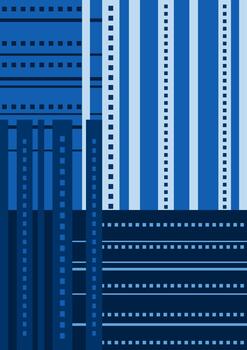 Abstract geometry design element. Mosaic rectangle tile. Rectangles and lines in shades of blue. Complicated texture background in patchwork style. Clear strict design for home and office decor. vector