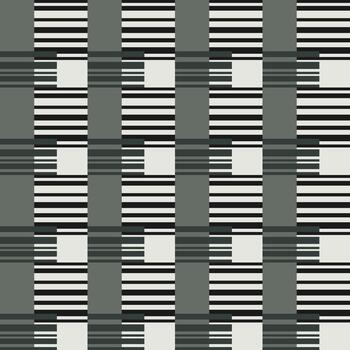 Abstract geometry seamless pattern. Mosaic square tile. Rectangles and lines in shades of grey and green. Complicated texture background. Clear strict ornament. vector