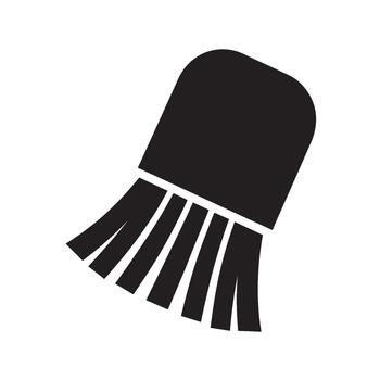 Stylized illustration of a black dusting brush on a white surface ideal for cleaning and tidying conveying cleanliness and simplicity in a minimalist design for home or professional use vector