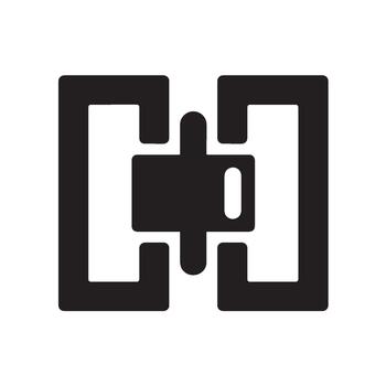 Stylized black hinge icon connecting two rectangular shapes on a white background symbolizing connection and support in a minimalist and modern design ideal for construction and design concepts vector