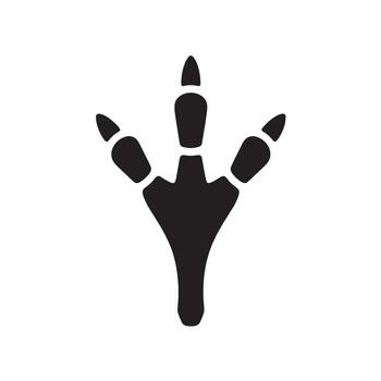 Simple black bird footprint on a white background depicting a clear trail symbolizing wildlife tracking animal presence and the concept of following a path in nature with a minimalist aesthetic vector