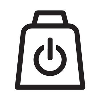 Stylized shopping bag icon with a power button representing energy-efficient shopping and sustainable consumption in a minimalist design conveying a modern and eco-friendly concept vector