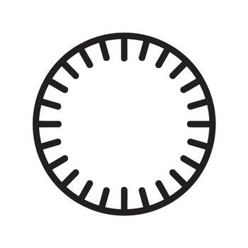 Minimalist black outline of a circular gauge displaying measurement in a clean modern style conveying precision and simplicity for data visualization and interface design projects vector