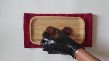 Minimalist Chocolate Biscuits on White Background video