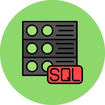 sql servidor digital curva emblema vector