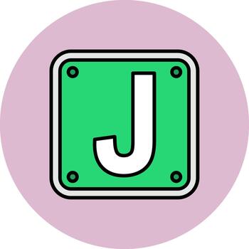 Letter J Minimal Curve Block vector